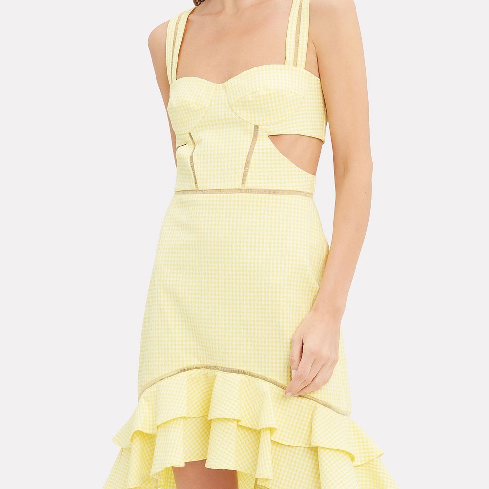 Jonathan Simkhai yellow gingham corset dress 0